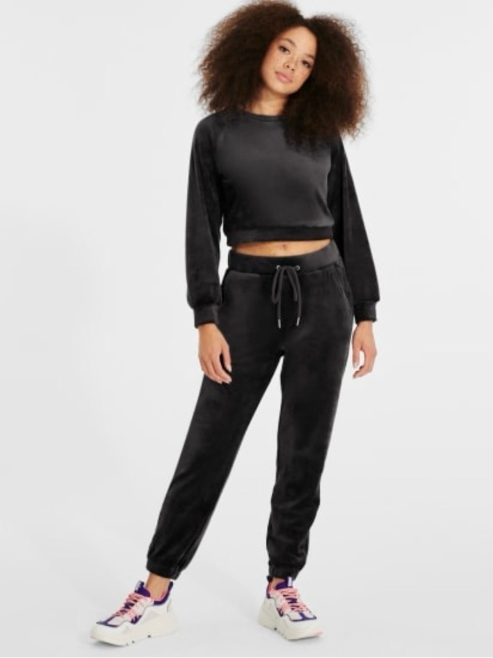 UGG Beckner Cropped Gray Velvet Long Sleeve Pullover Sweatshirt - Picture 3 of 9